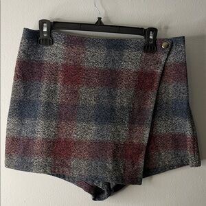 Free People Plaid Wrap Skort